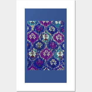 Moroccan Lantern pattern, blue teal purple, distressed faded old Posters and Art